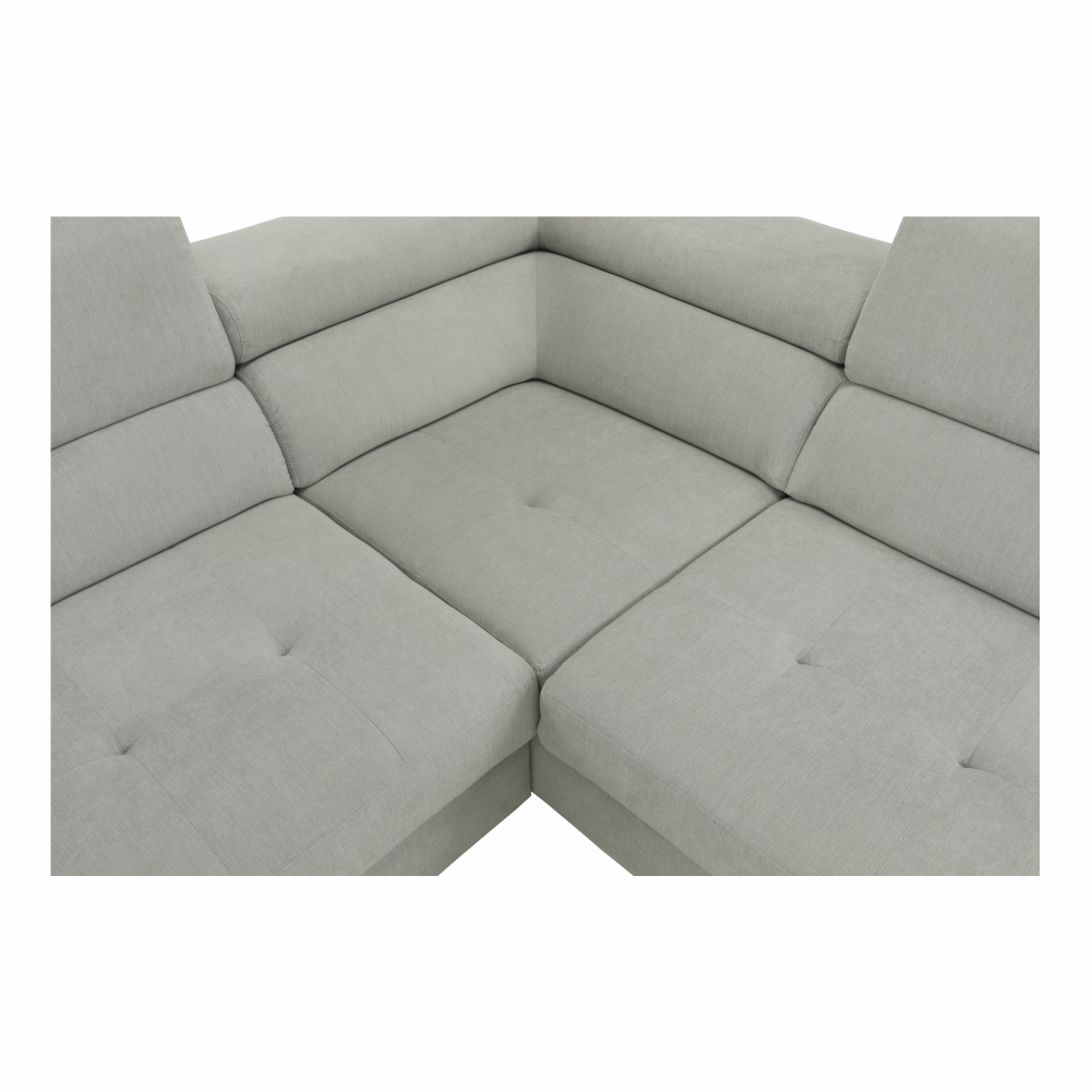 Set canapea COMO, gri deschis, material textil, pe dreapta, 275x225x71 cm Kondela