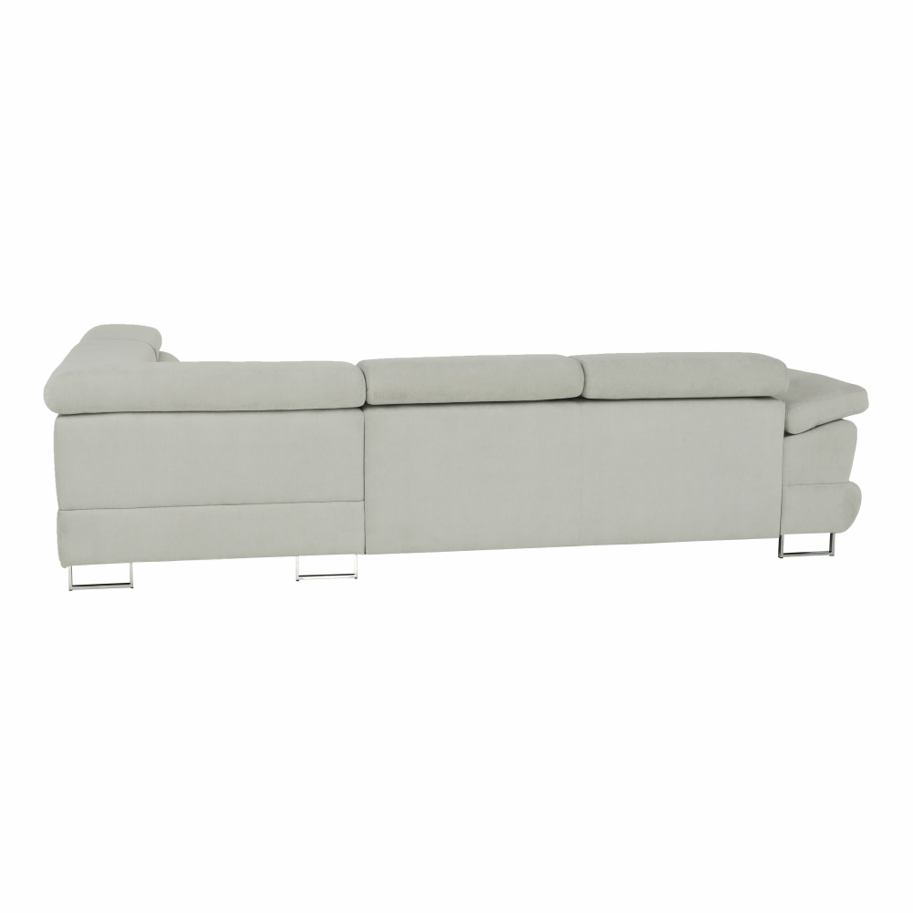 Set canapea COMO, gri deschis, material textil, pe dreapta, 275x225x71 cm Kondela