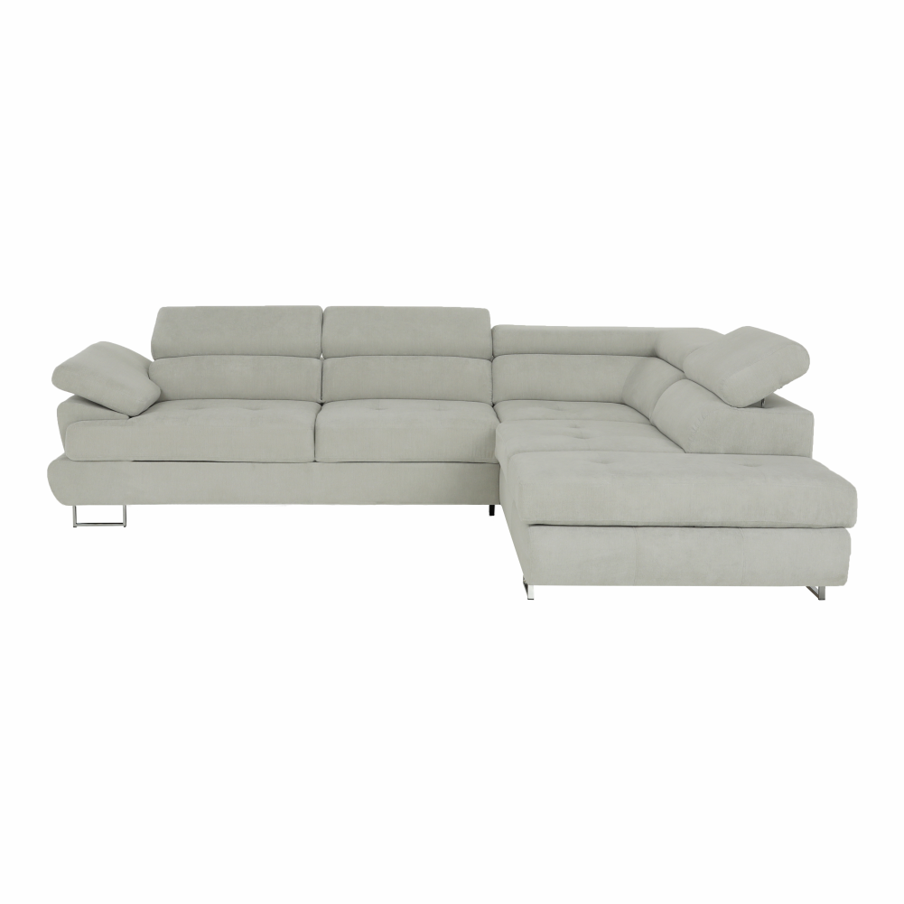 Colțar COMO, gri deschis, material textil, pe dreapta, 275x225x71 cm Kondela