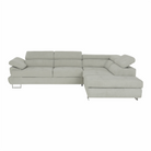 Set canapea COMO, gri deschis, material textil, pe dreapta, 275x225x71 cm Kondela