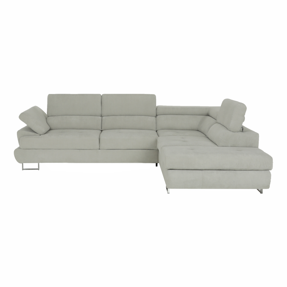 Colțar COMO, gri deschis, material textil, pe dreapta, 275x225x71 cm Kondela
