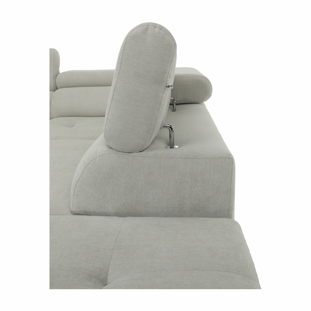 Set canapea COMO, gri deschis, material textil, pe dreapta, 275x225x71 cm Kondela