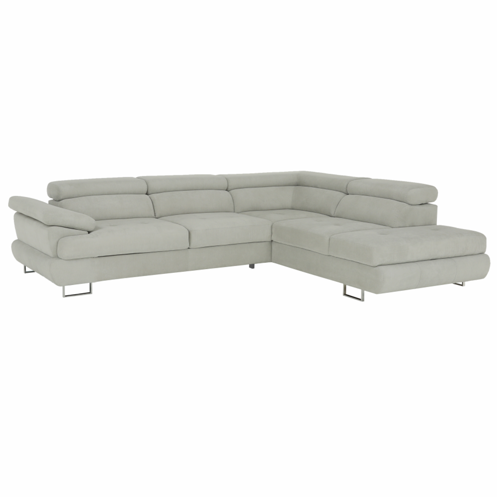 Set canapea COMO, gri deschis, material textil, pe dreapta, 275x225x71 cm Kondela