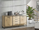 Comodă Sideboard Trondheim cu 2 uși și 4 sertare, negru stejar artisan, 178 cm Arboteca