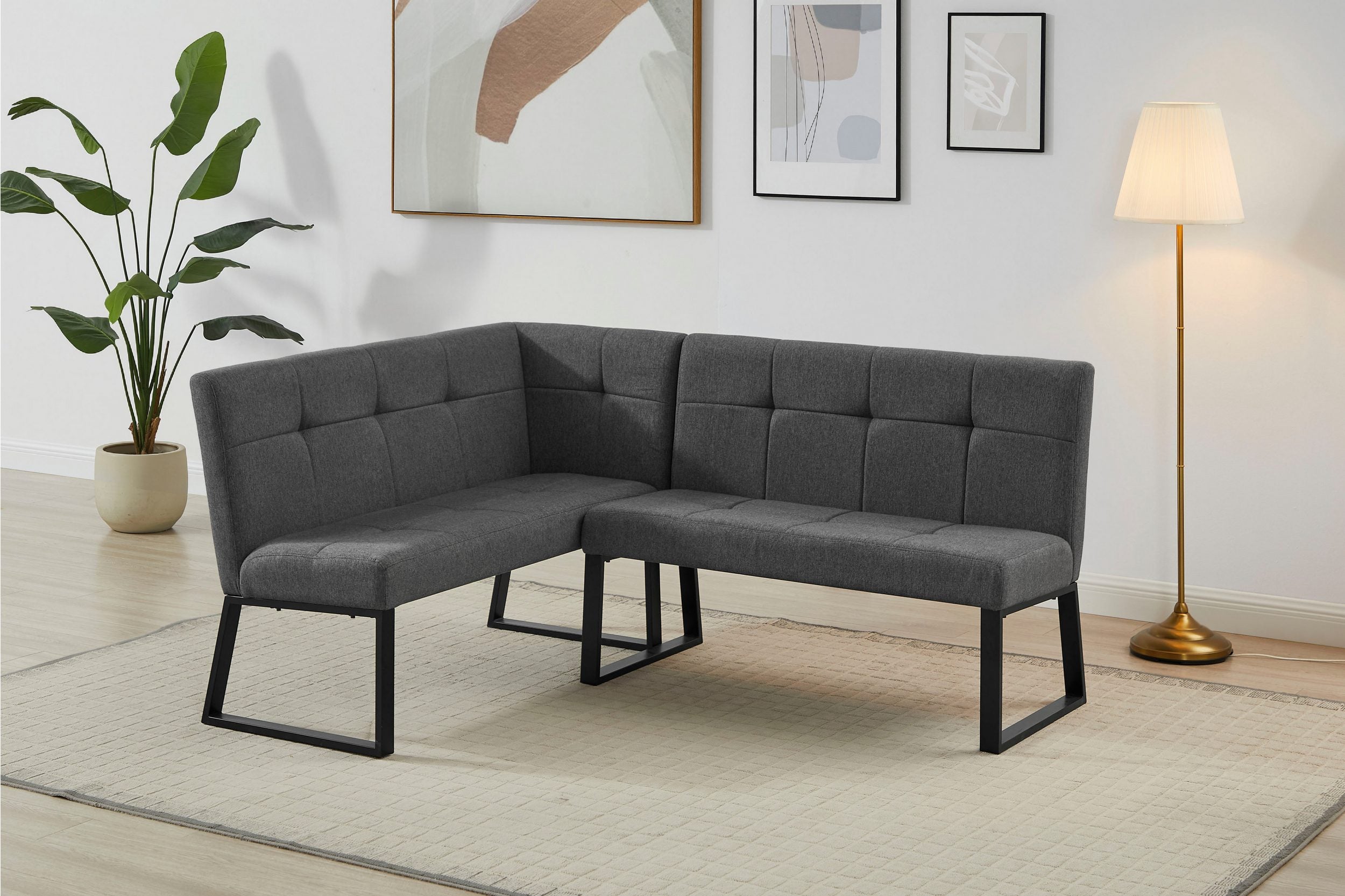 Colțar de bucătărie Geranium – antracit, 180 cm , coltul lung pe partea dreapta Arboteca