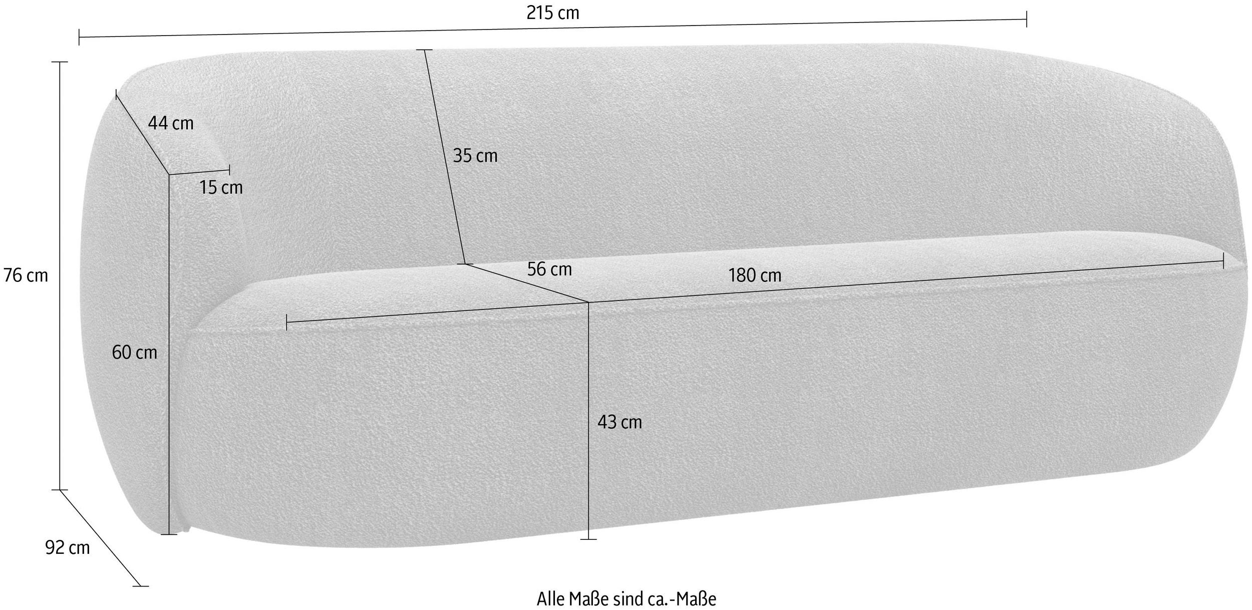 Canapea Effie , Forma Rotunjita, Gri, 215 cm latime Arboteca