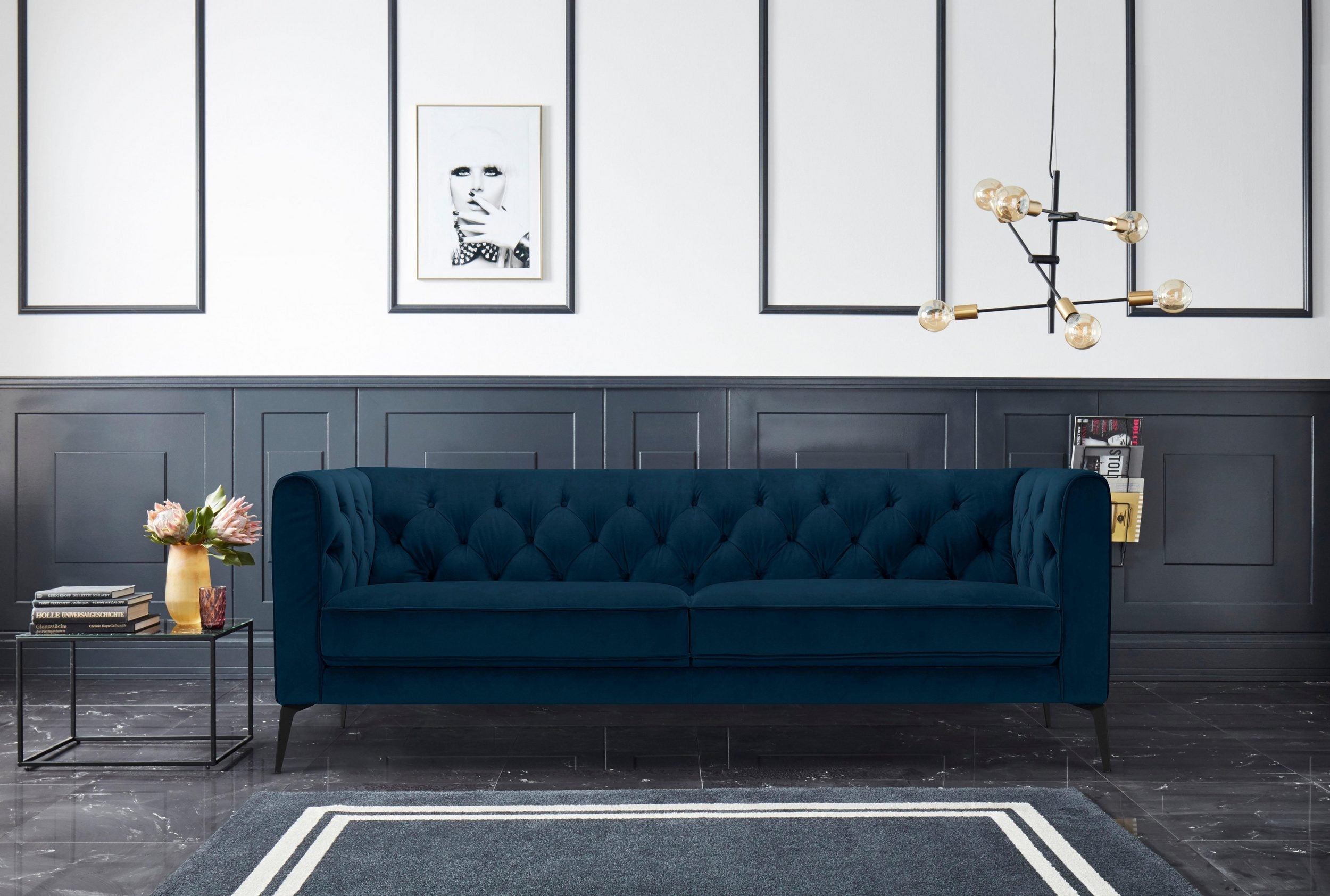 Canapea Narmada, Albastru, 211 cm latime Arboteca