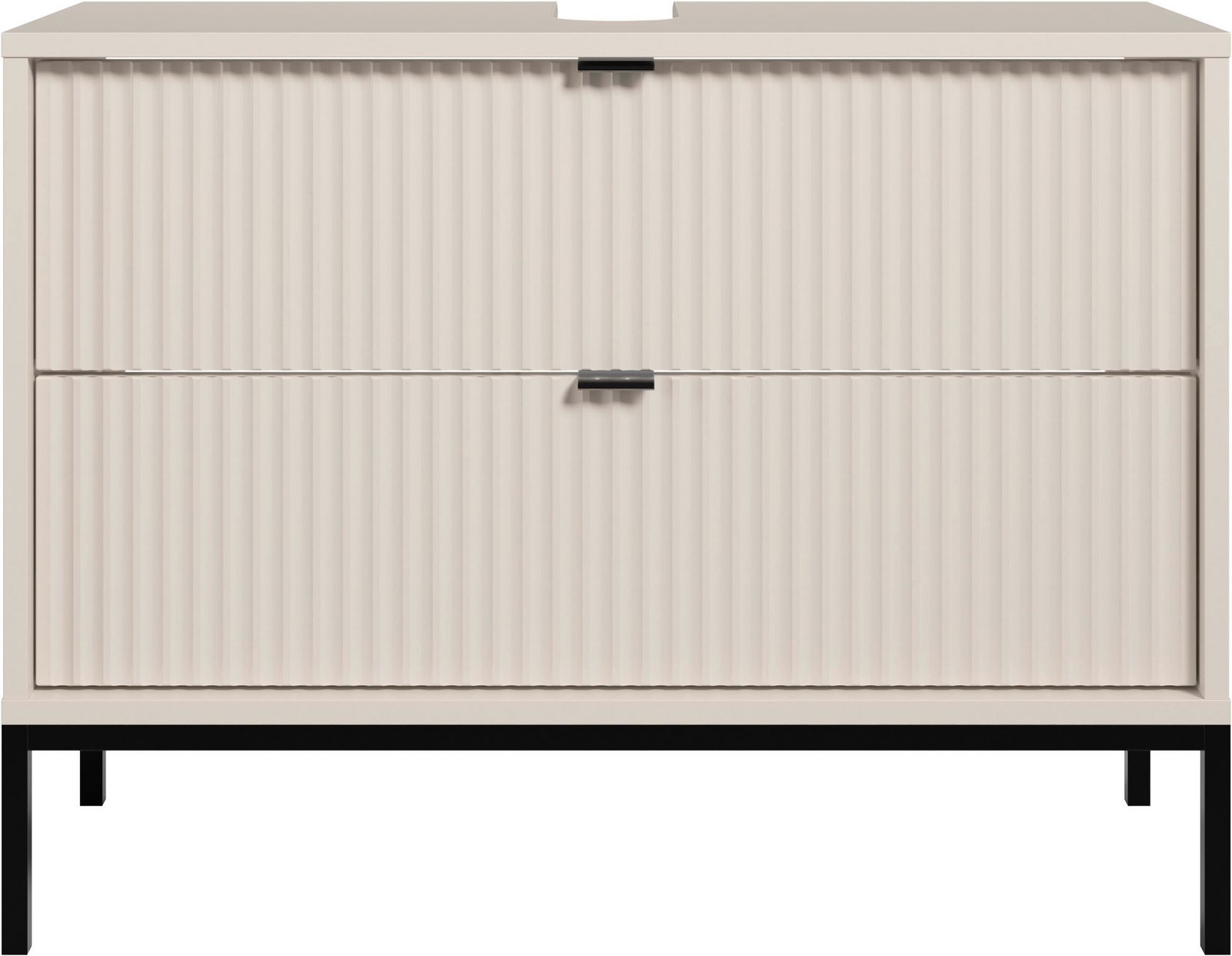 Dulap sub chiuvetă Lucera, crem, 80×60×32 cm, cu sertar și picioare metalice Arboteca