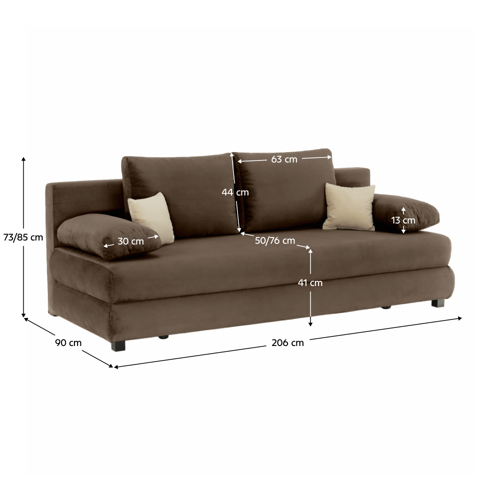 Canapea extensibilă GERONA, textil capuccino/bej, 206x90x73 cm Kondela