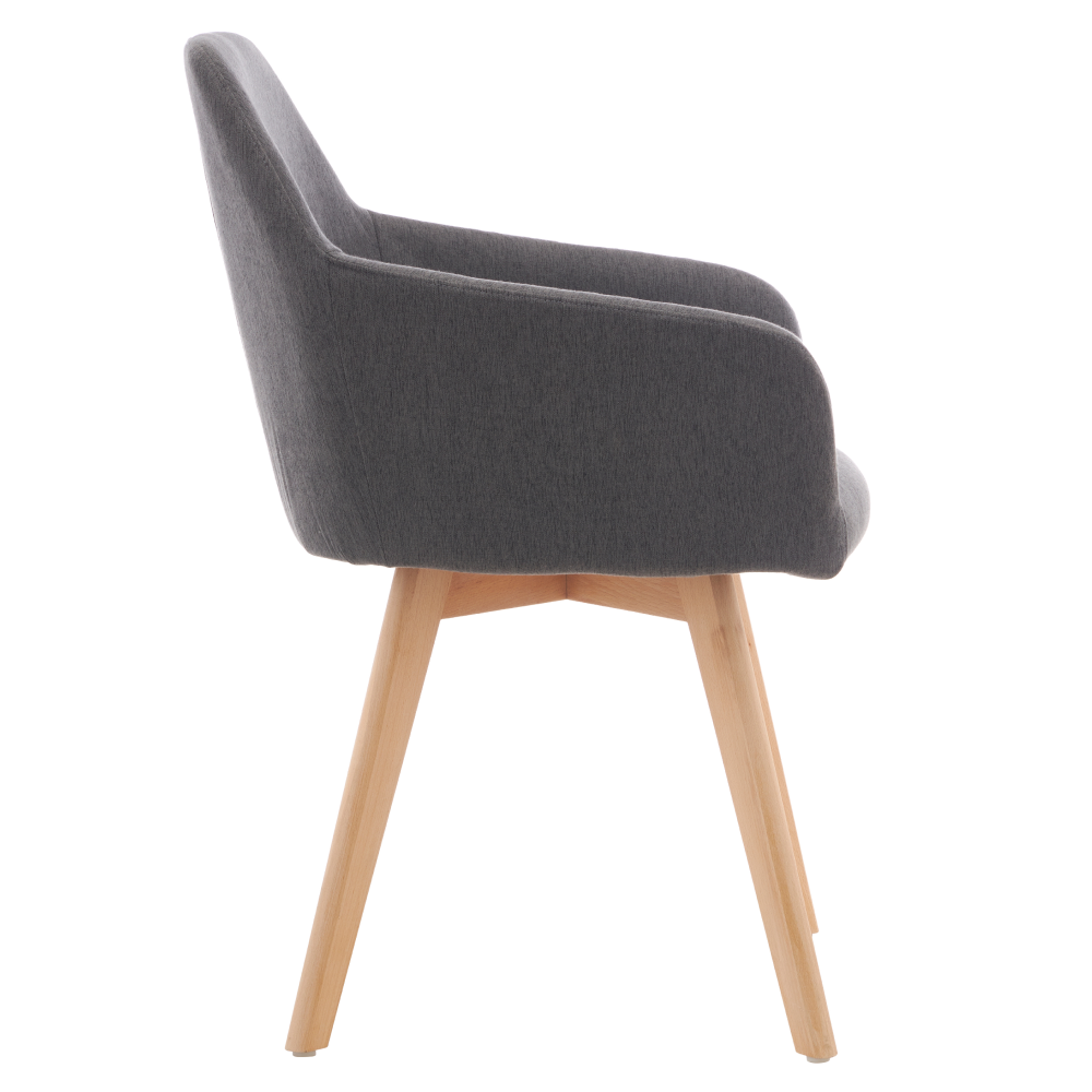 Fotoliu de design POMPEI 2, gri închis/fag, țesătură/lemn, 56x60x82 cm Kondela