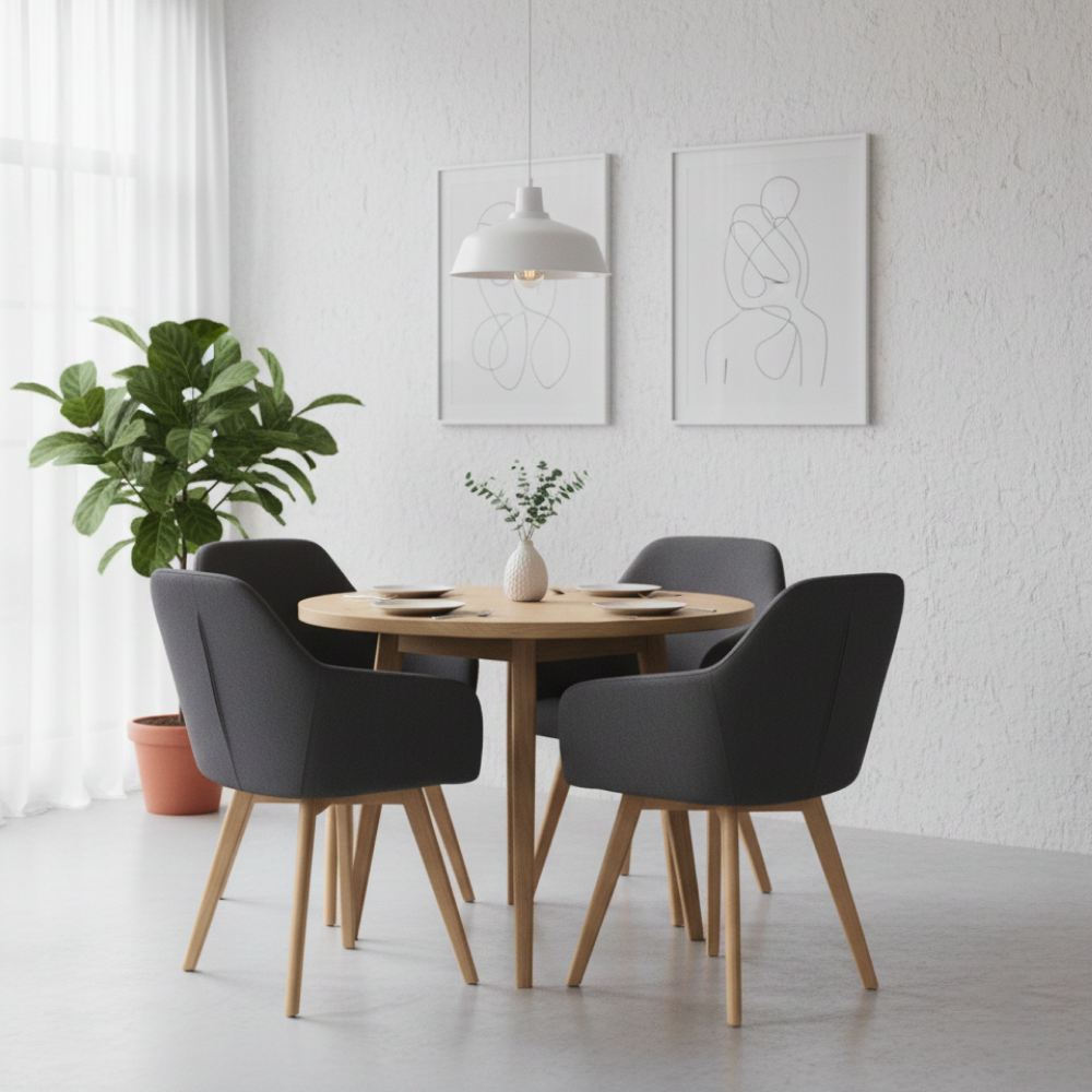 Fotoliu de design POMPEI 2, gri închis/fag, țesătură/lemn, 56x60x82 cm Kondela