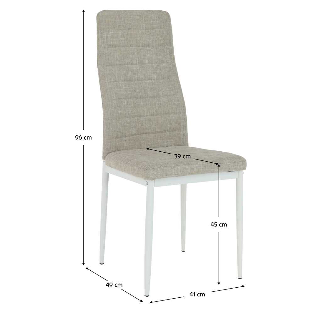 Scaun SAPRI, textil bej/metal alb, 41x49x96 cm Kondela