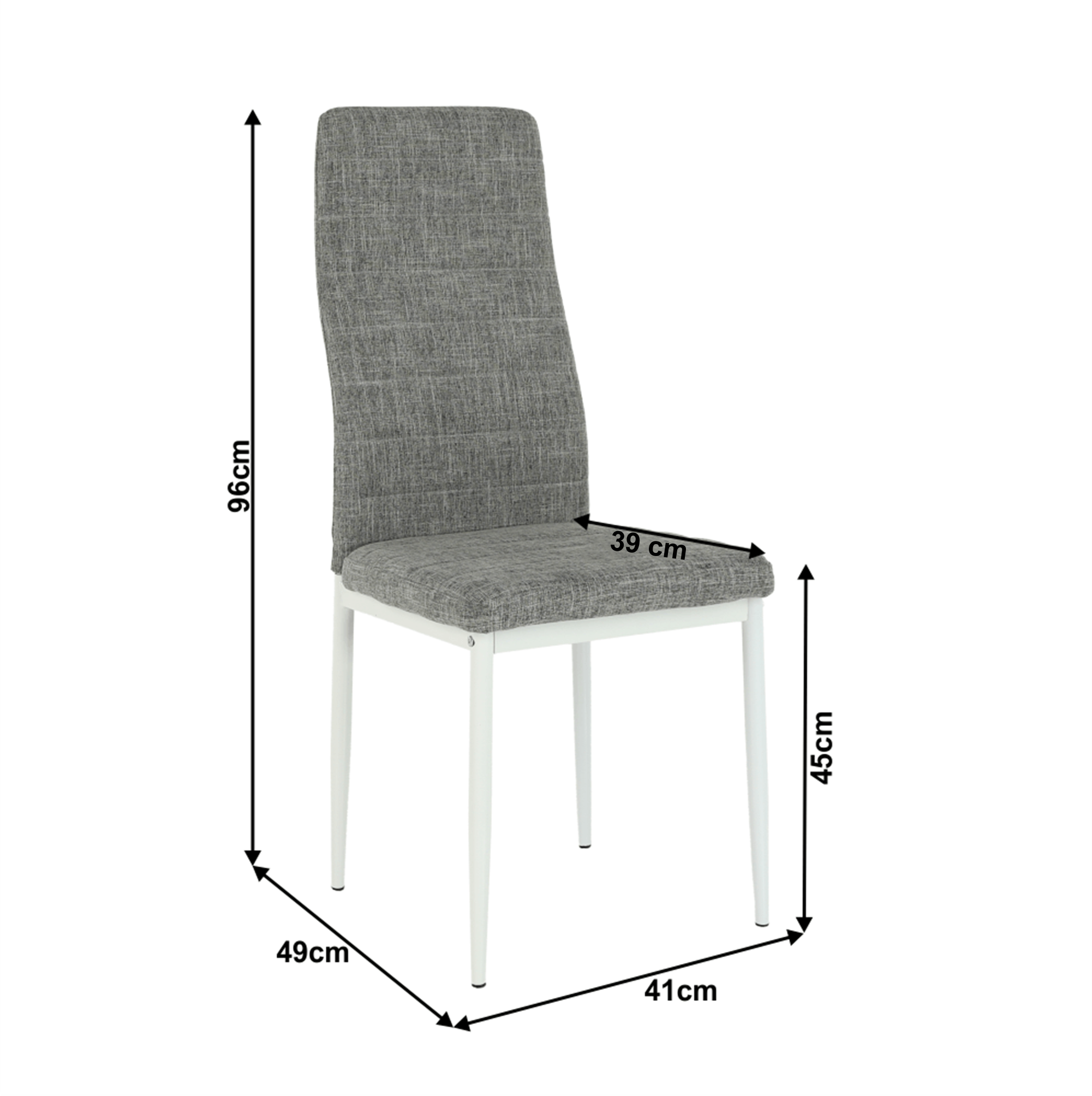 Scaun SAPRI, textil gri deschis/metal alb, 41x49x96 cm Kondela