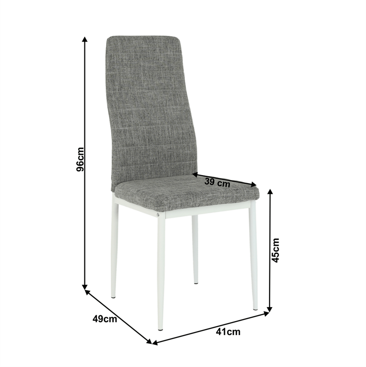 Scaun SAPRI, textil gri deschis/metal alb, 41x49x96 cm Kondela