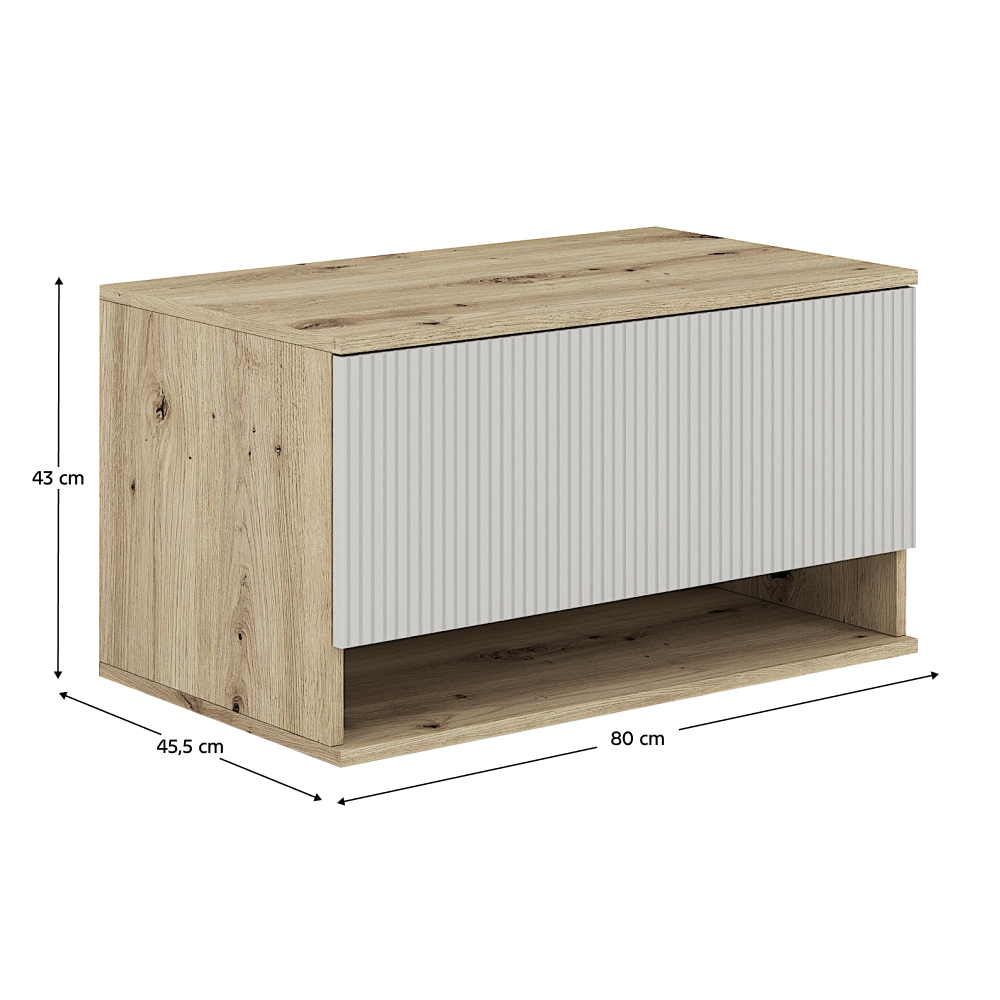 Dulăpior de pus sub chiuvetă LUARCA 80, stejar artisan/cașmir, 80x45x43 cm Kondela