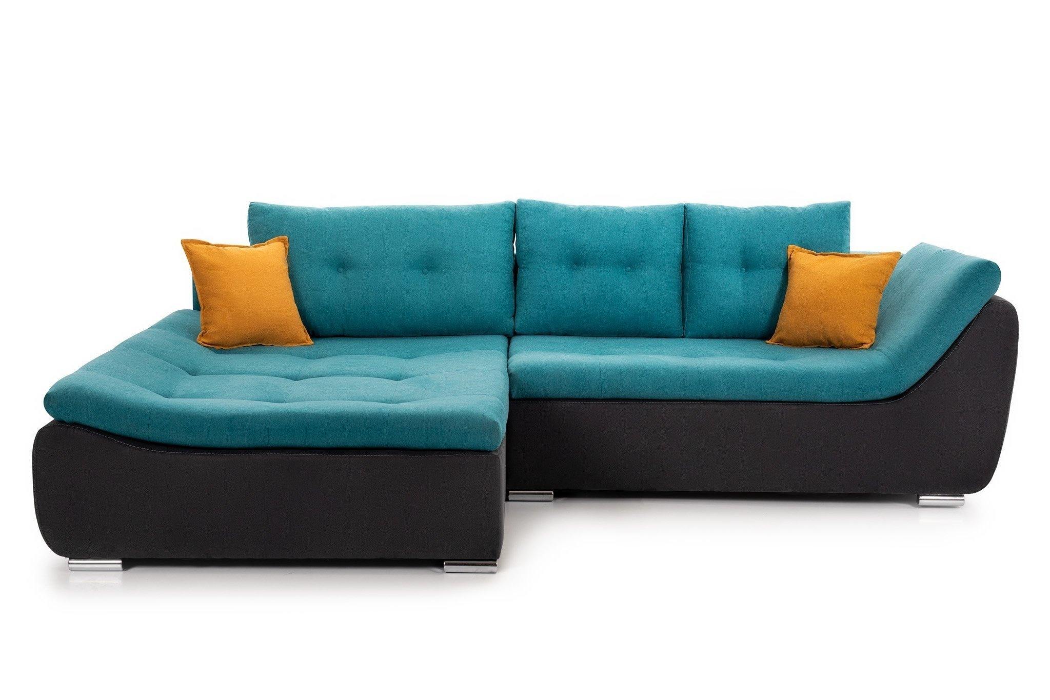 Colțar Extensibil LORENZO, cu ladă de depozitare, variante stânga/dreapta 280x180x70 cm Stanga Mango-Turcoaz-Negru-Enjoy Prestige Home