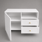 Comodă CORTONA albă cu 1 ușă și 2 sertare, MDF frezat oval vopsit, 105x40x80 cm Arboteca