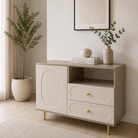Comodă CORTONA cașmir bazalt cu 1 ușă și 2 sertare, MDF frezat oval vopsit, 105x40x80 cm Default Title Arboteca