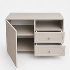 Comodă CORTONA cașmir bazalt cu 1 ușă și 2 sertare, MDF frezat oval vopsit, 105x40x80 cm Arboteca