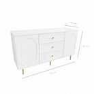 Comodă CORTONA albă cu 3 sertare și 2 uși, MDF frezat oval vopsit, 150x40x80 cm Arboteca