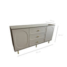 Comodă CORTONA casmir bazalt cu 3 sertare și 2 uși, MDF frezat oval vopsit, 150x40x80 cm Arboteca