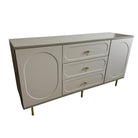 Comodă CORTONA casmir bazalt cu 3 sertare și 2 uși, MDF frezat oval vopsit, 150x40x80 cm Arboteca