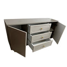 Comodă CORTONA casmir bazalt cu 3 sertare și 2 uși, MDF frezat oval vopsit, 150x40x80 cm Arboteca