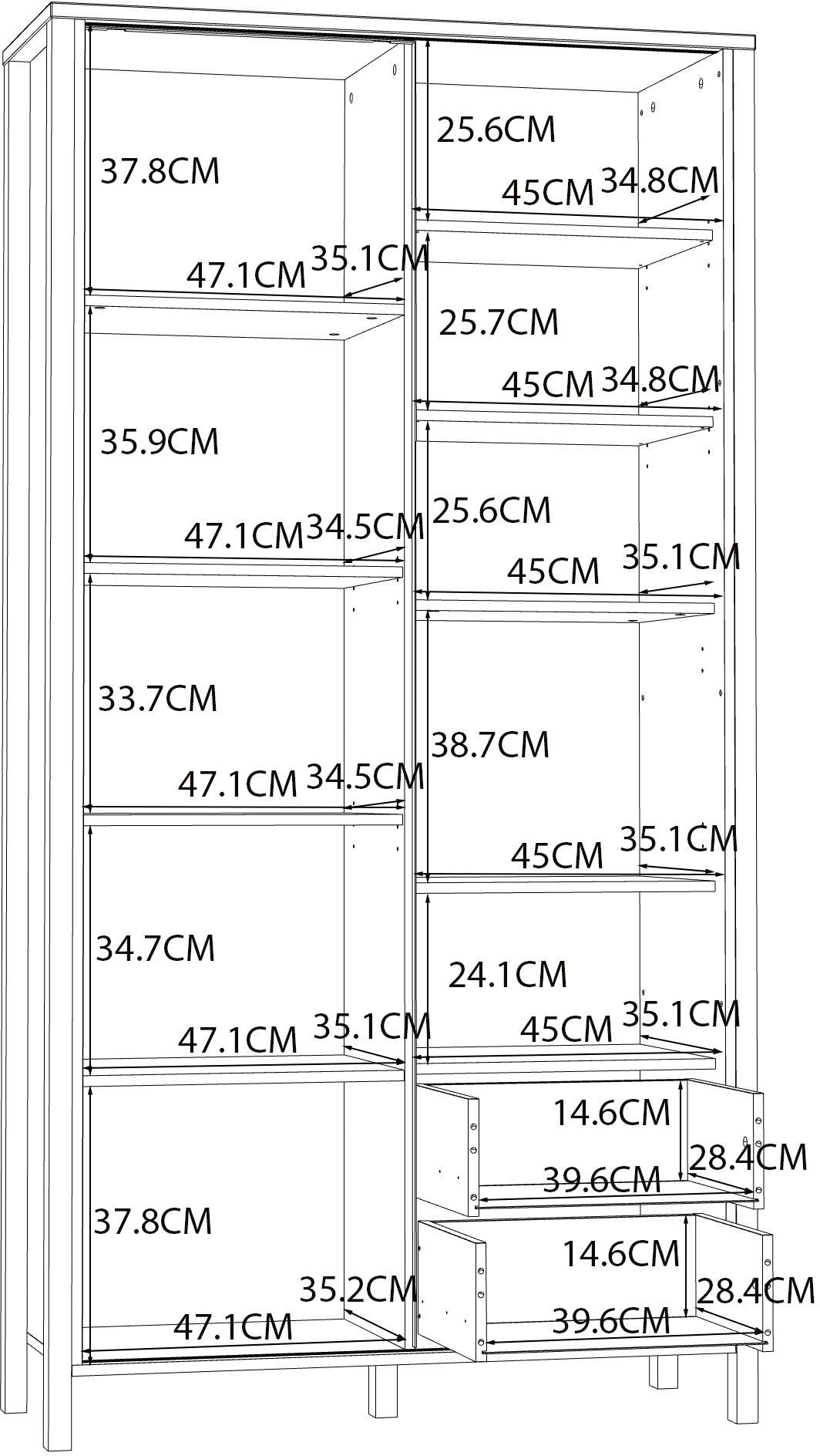 Comoda inalta Moderna , Usa cu riflaje , 103,4 cm latime Arboteca