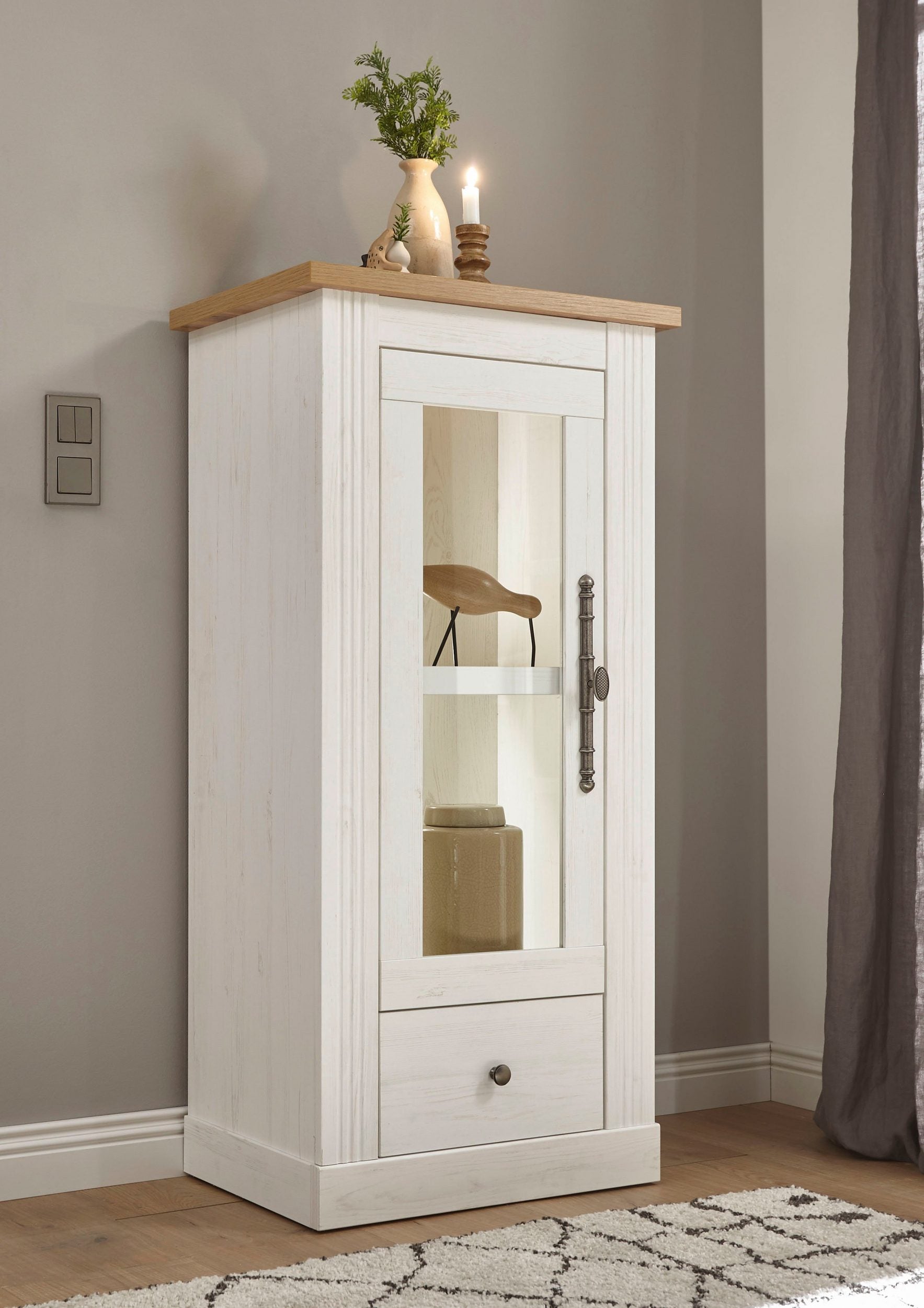 Vitrina joasa Westmister, Alb-Natur, 58 cm latime Arboteca