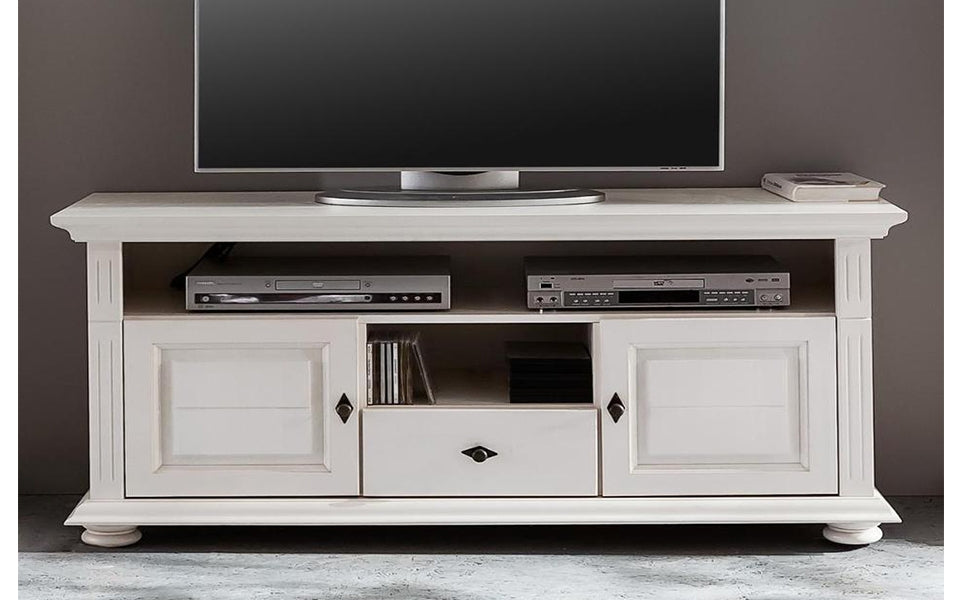 Comoda TV Amelie , Lemn masiv, 137x45x65cm, Alb Arboteca