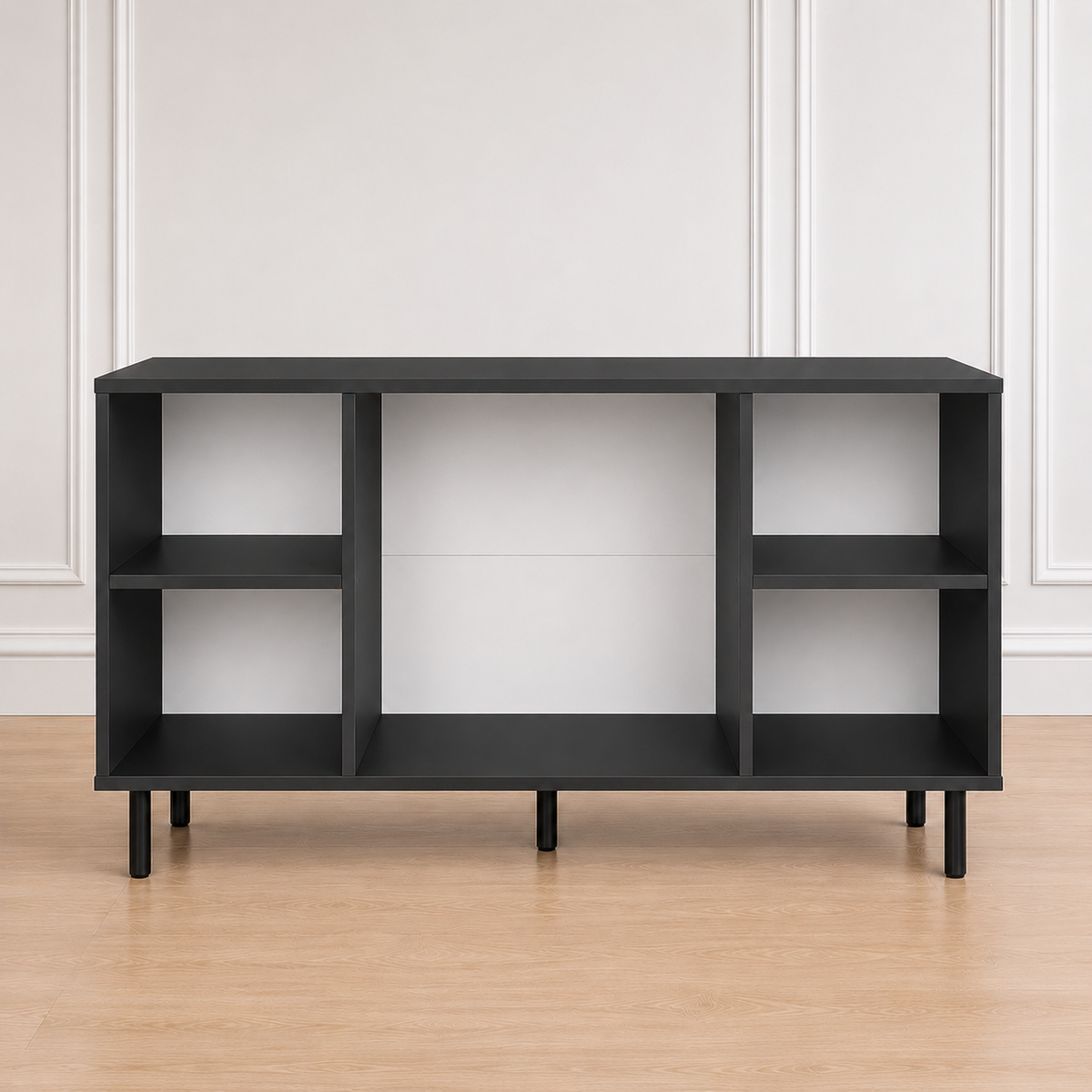 Comodă MARATEA cu corp antracit, 3 sertare și 2 uși, fronturi MDF mat cu aspect de piatră, 150x40x80 cm Arboteca