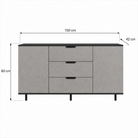 Comodă MARATEA cu corp antracit, 3 sertare și 2 uși, fronturi MDF mat cu aspect de piatră, 150x40x80 cm Arboteca