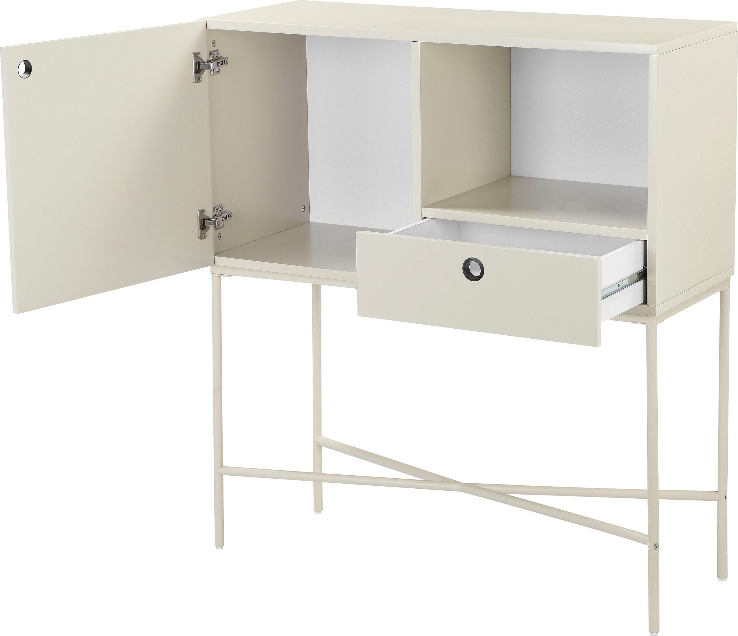 Comoda Mariella, MDF, Crem, 100 cm latime Arboteca