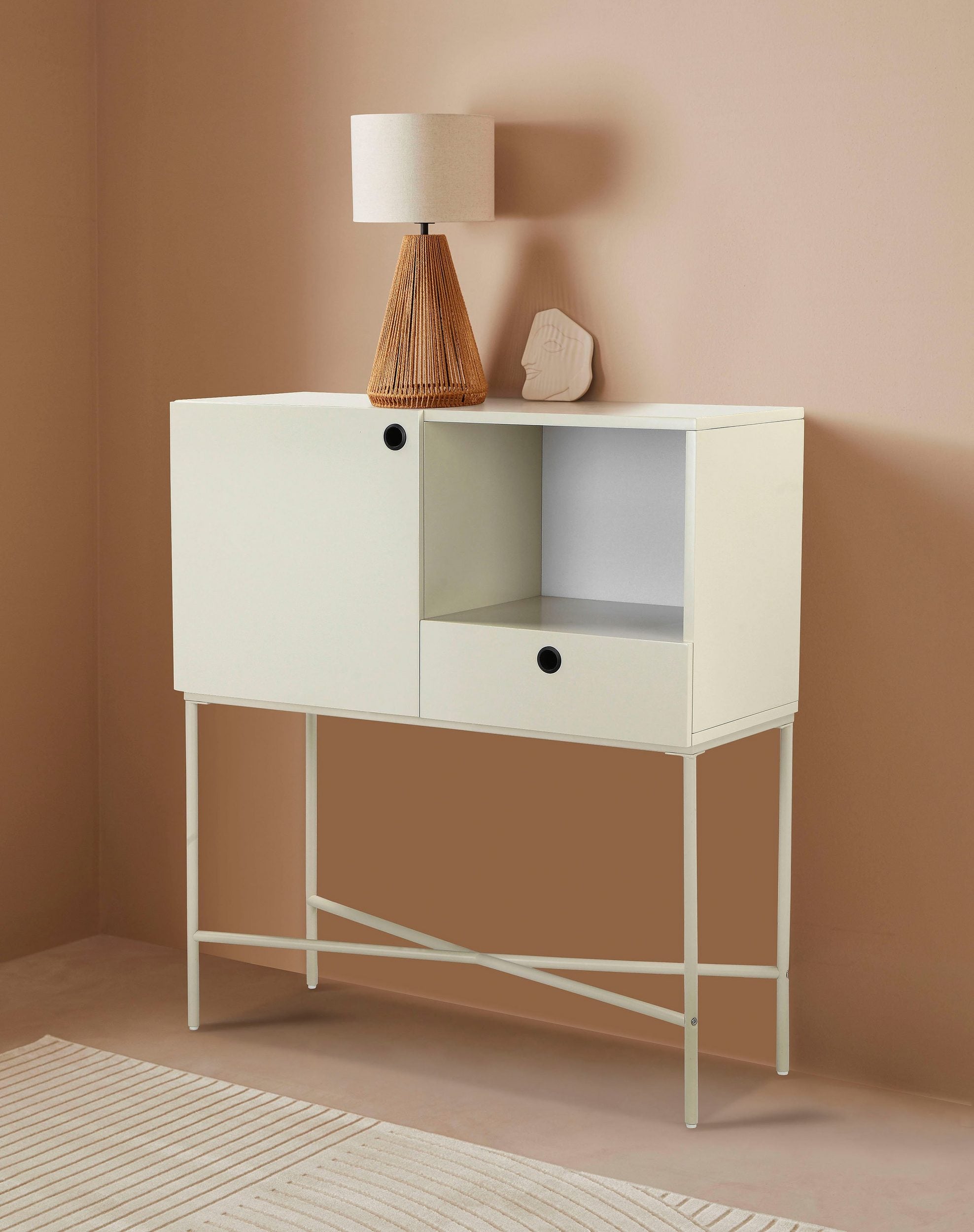 Comoda Mariella, MDF, Crem, 100 cm latime Arboteca