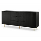 Comodă MENORCA cu 3 sertare, MDF vopsit negru mat, 150x42x80 cm Arboteca