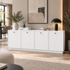 Comodă MORAIRA albă 200 cm, fronturi MDF vopsit frezat, 200x40x80 cm Arboteca