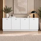 Comodă MORAIRA albă 200 cm, fronturi MDF vopsit frezat, 200x40x80 cm Arboteca