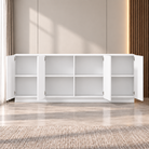 Comodă MORAIRA albă 200 cm, fronturi MDF vopsit frezat, 200x40x80 cm Arboteca
