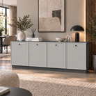 Comodă MORAIRA antracit 200 cm, fronturi MDF vopsit frezat, 200x40x80 cm Arboteca