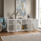 Comodă POLLENSA albă 200 cm, fronturi MDF riflat vopsit, 200x40x80 cm Arboteca