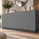 Comodă POLLENSA antracit 200 cm, fronturi MDF riflat vopsit, 200x40x80 cm Arboteca