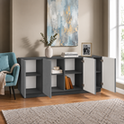 Comodă POLLENSA antracit 200 cm, fronturi MDF riflat vopsit, 200x40x80 cm Arboteca