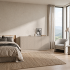 Comodă POLLENSA casmir deschis 200 cm, fronturi MDF riflat vopsit, 200x40x80 cm Arboteca