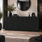 Comodă POLLENSA neagră 200 cm, fronturi MDF riflat vopsit, 200x40x80 cm Default Title Arboteca