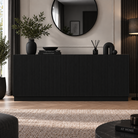 Comodă POLLENSA neagră 200 cm, fronturi MDF riflat vopsit, 200x40x80 cm Arboteca