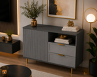 Comodă PORTOFINO antracit cu 2 sertare și o ușă, fronturi MDF vopsit riflat, 105x42x80 cm Default Title Arboteca