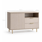 Comodă PORTOFINO cașmir bazalt cu 2 sertare și o ușă, fronturi MDF vopsit riflat, 105x42x80 cm Arboteca
