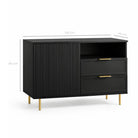 Comodă PORTOFINO neagră cu 2 sertare și o ușă, fronturi MDF frezat negru mat, 105x42x80 cm Arboteca
