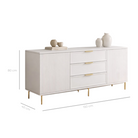 Comodă PORTOFINO albă cu 3 sertare și 2 uși, MDF vopsit mat, 150x40x80 cm Arboteca