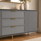 Comodă PORTOFINO antracit cu 3 sertare și 2 uși, MDF frezat riflat, 150x40x80 cm Arboteca